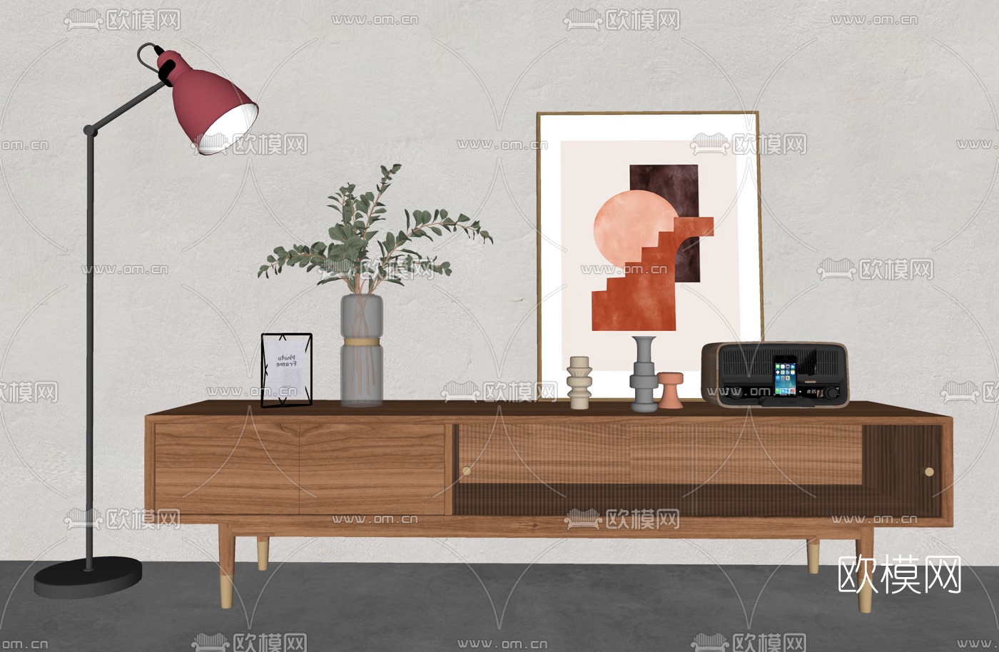 北欧电视柜su模型下载（渲染图2）