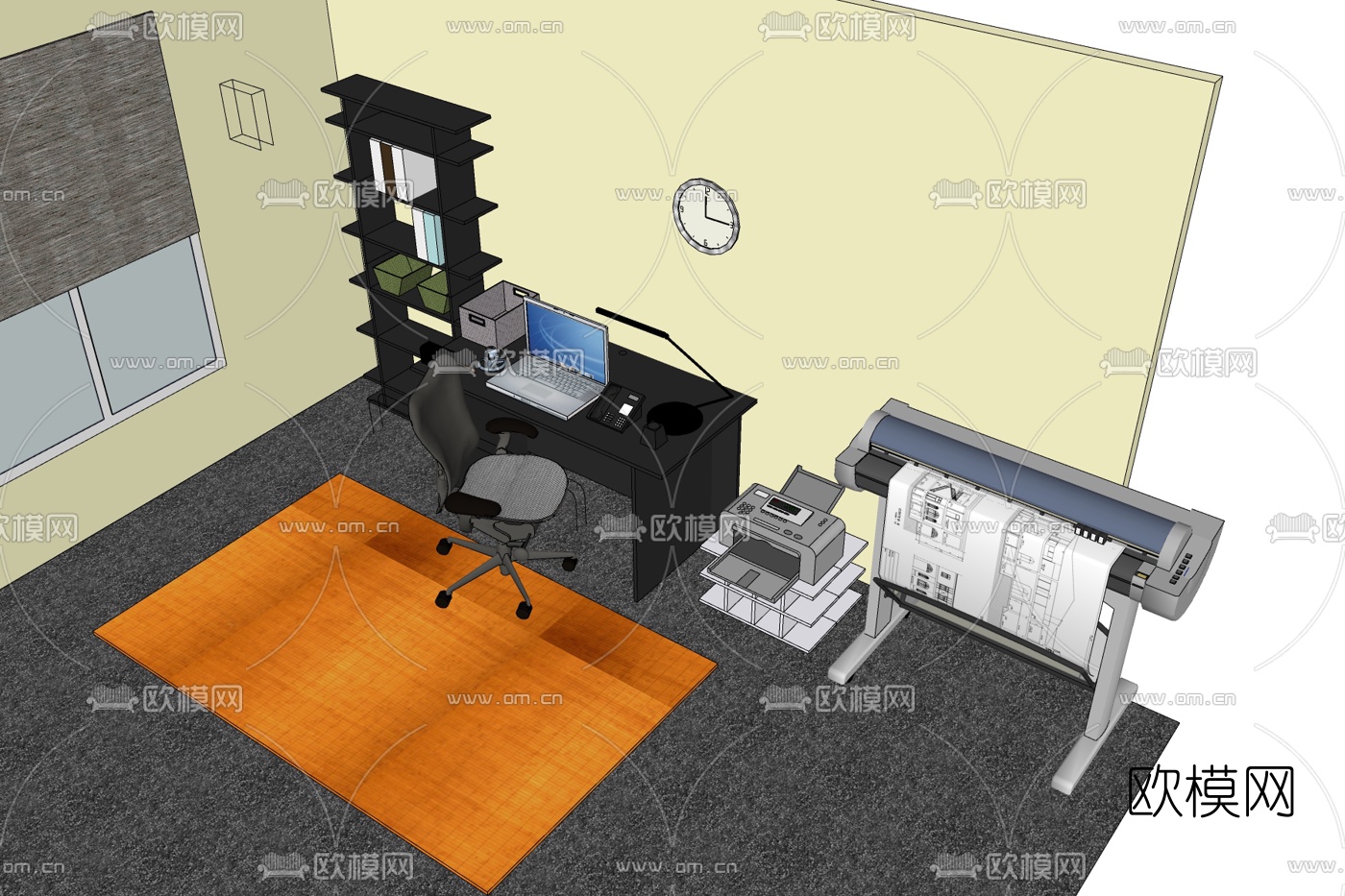 现代办公桌椅免费su模型下载