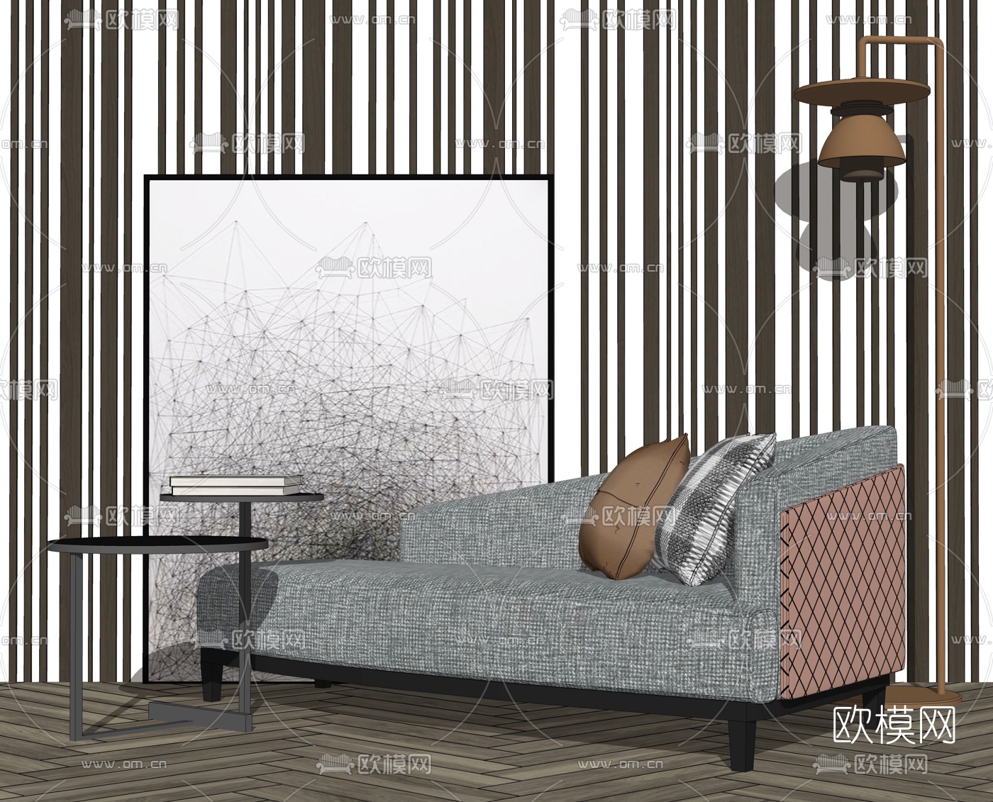 现代布艺贵妃椅su模型