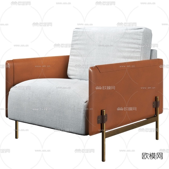 现代皮革单人沙发3d模型下载
