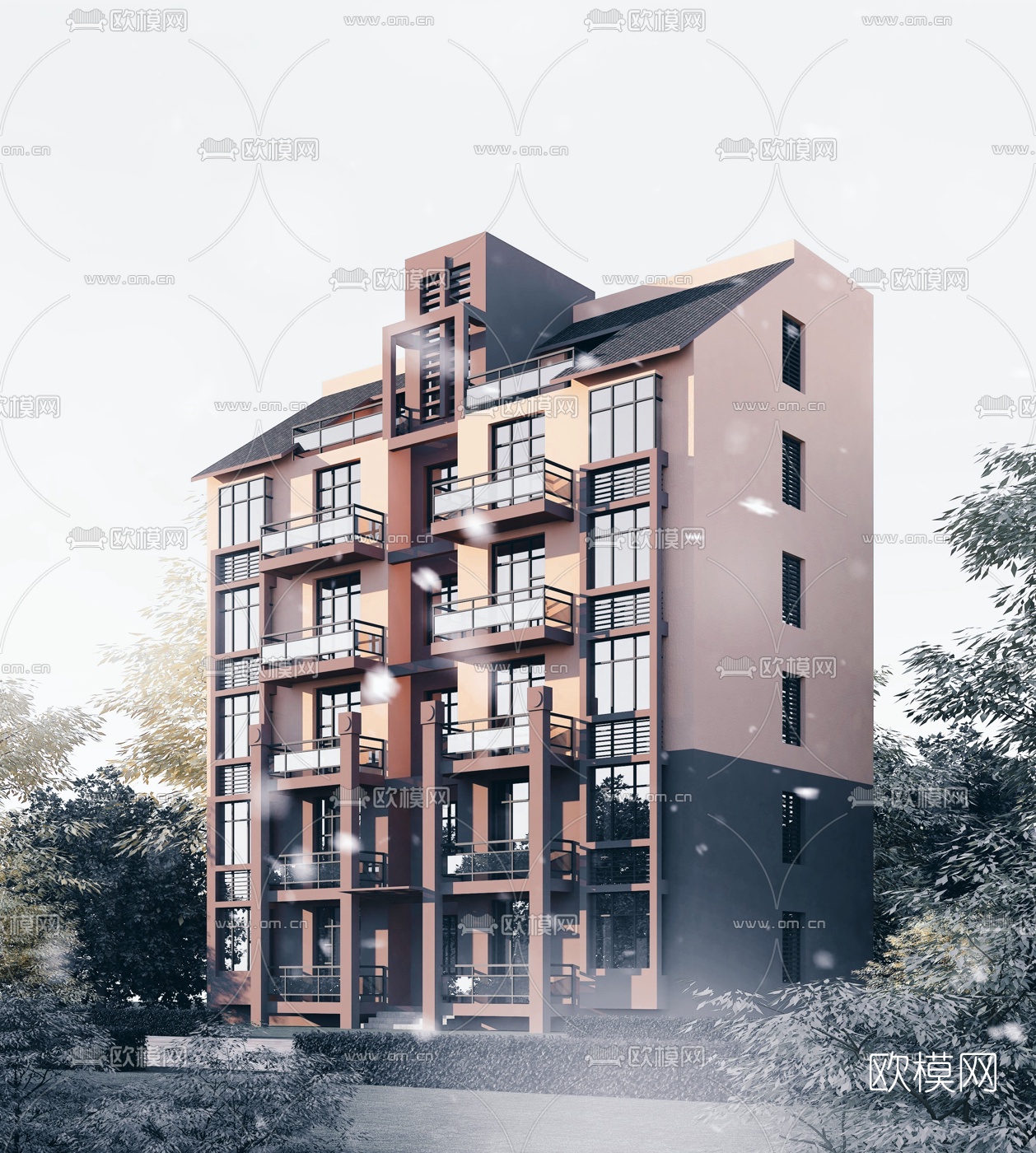 现代小区住宅3d模型