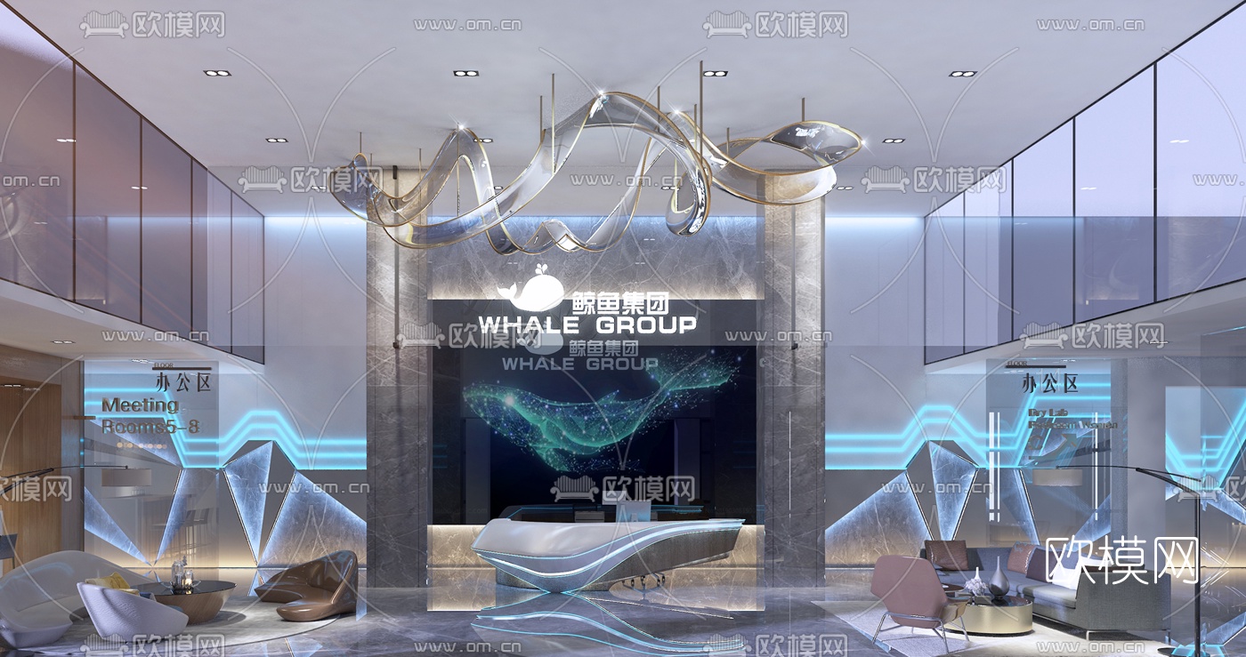 现代科技游戏公司大堂免费3d模型