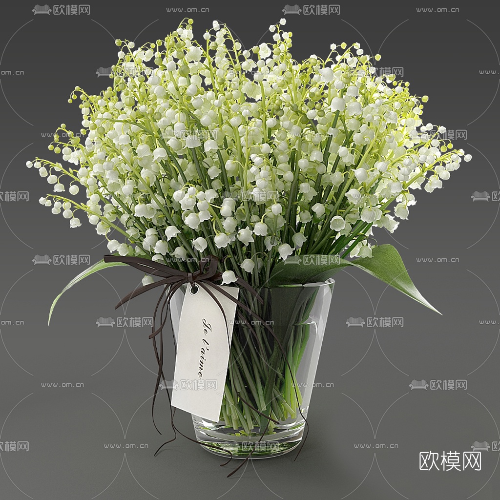 现代风铃花花瓶花艺3d模型