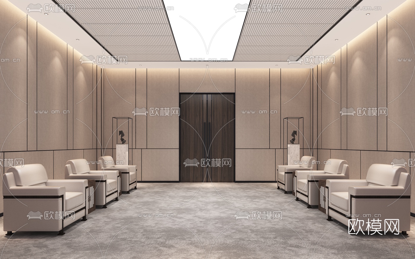 新中式酒店会客室3d模型下载（渲染图2）