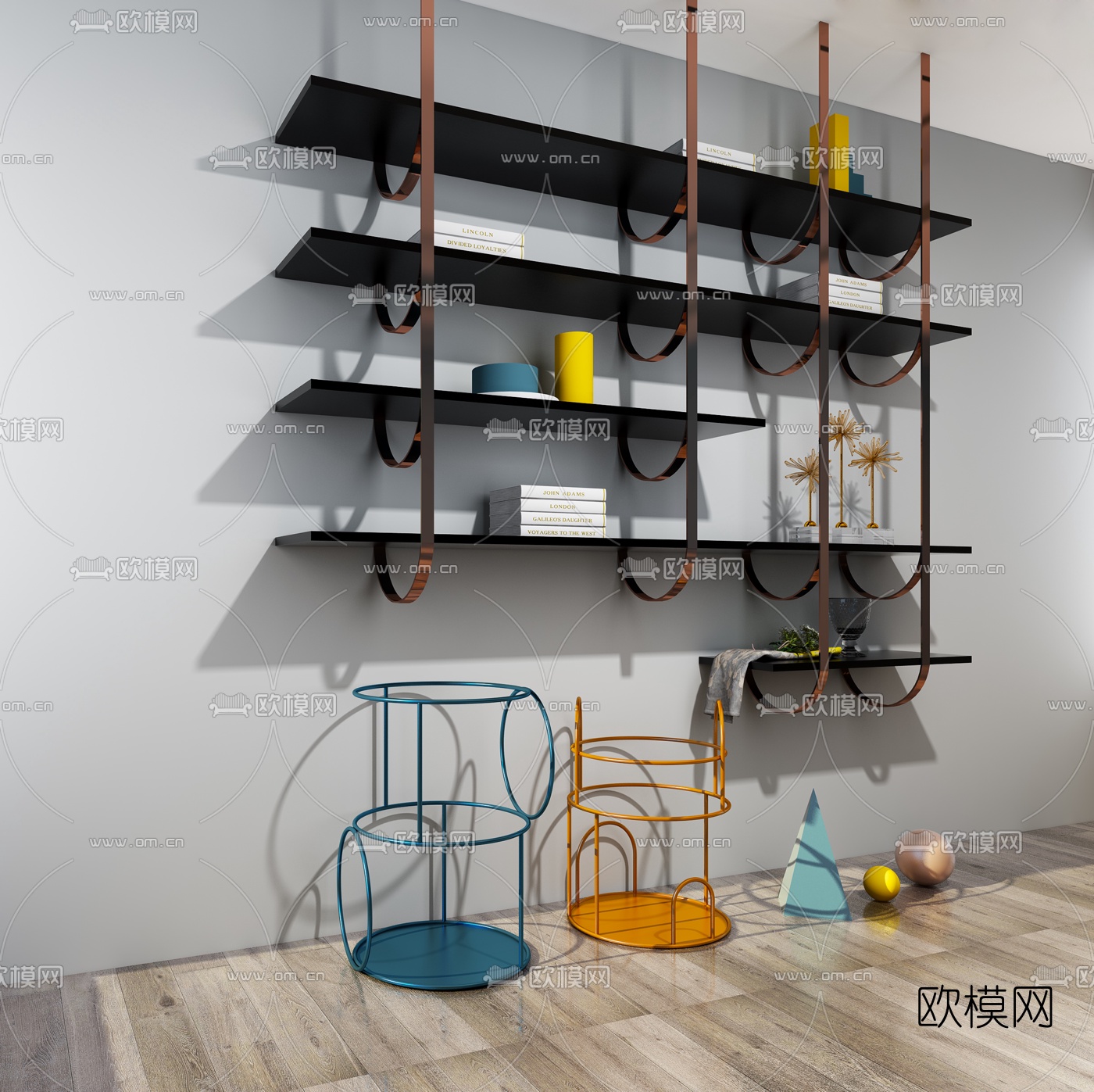 工业风铁艺壁柜3d模型