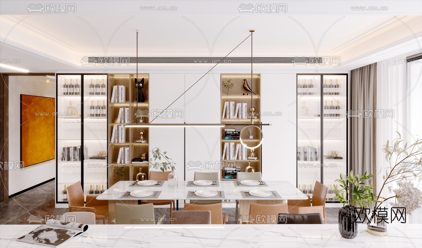 北欧轻奢餐厅3d模型下载（渲染图6）