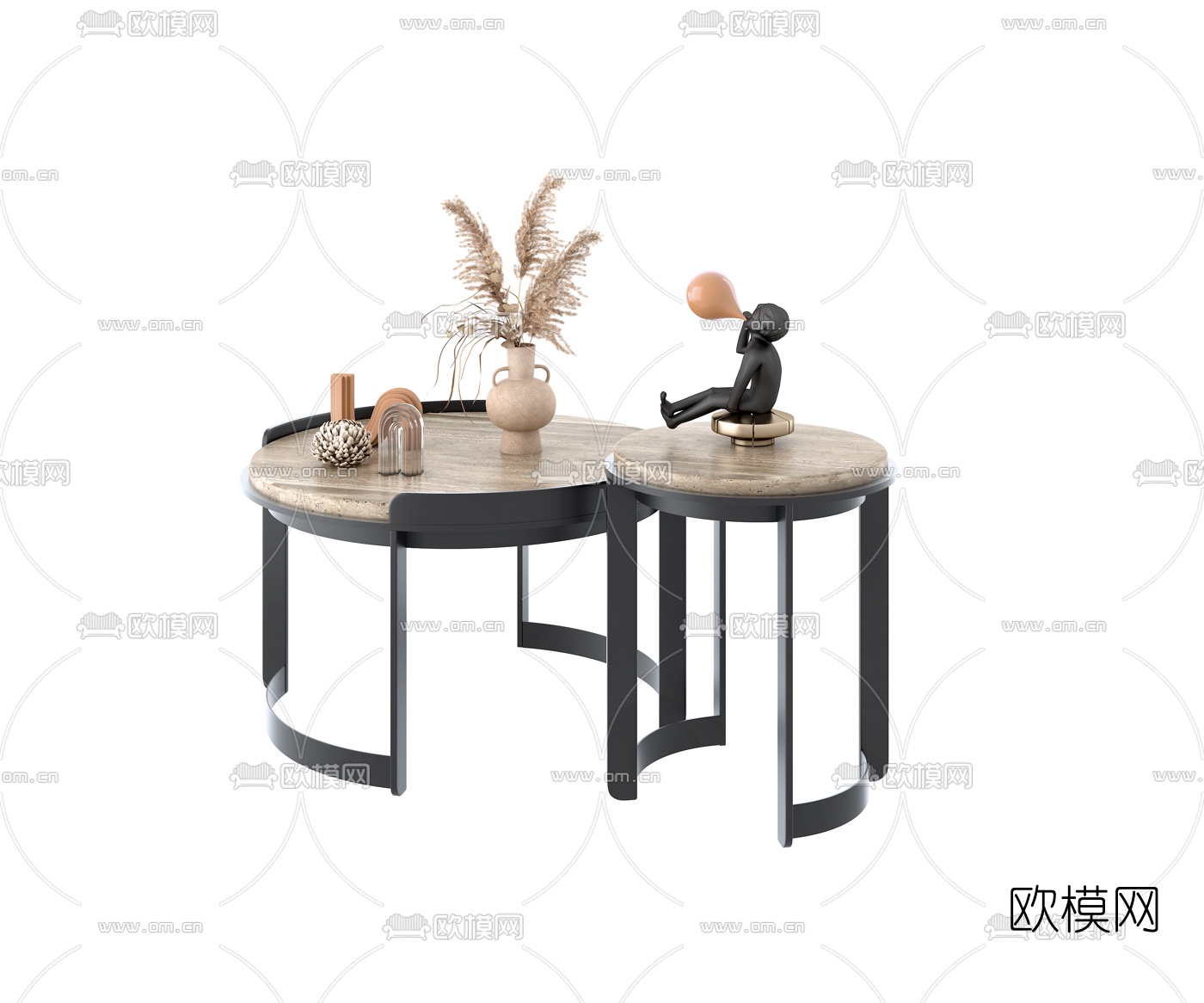 现代子母茶几3d模型
