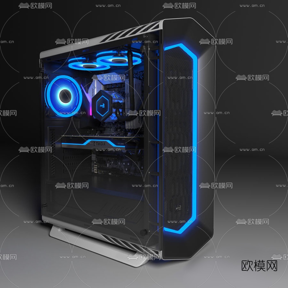 现代电脑主机机箱3d模型下载（渲染图1）