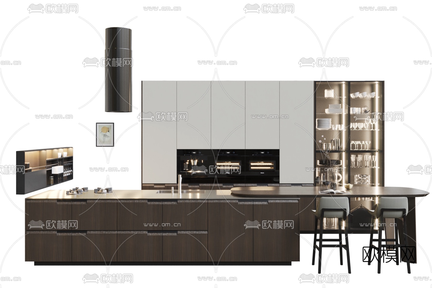 现代橱柜吧台3d模型下载