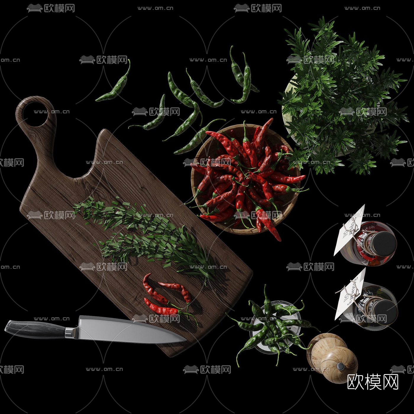 北欧迷迭香辣椒3d模型下载（渲染图3）