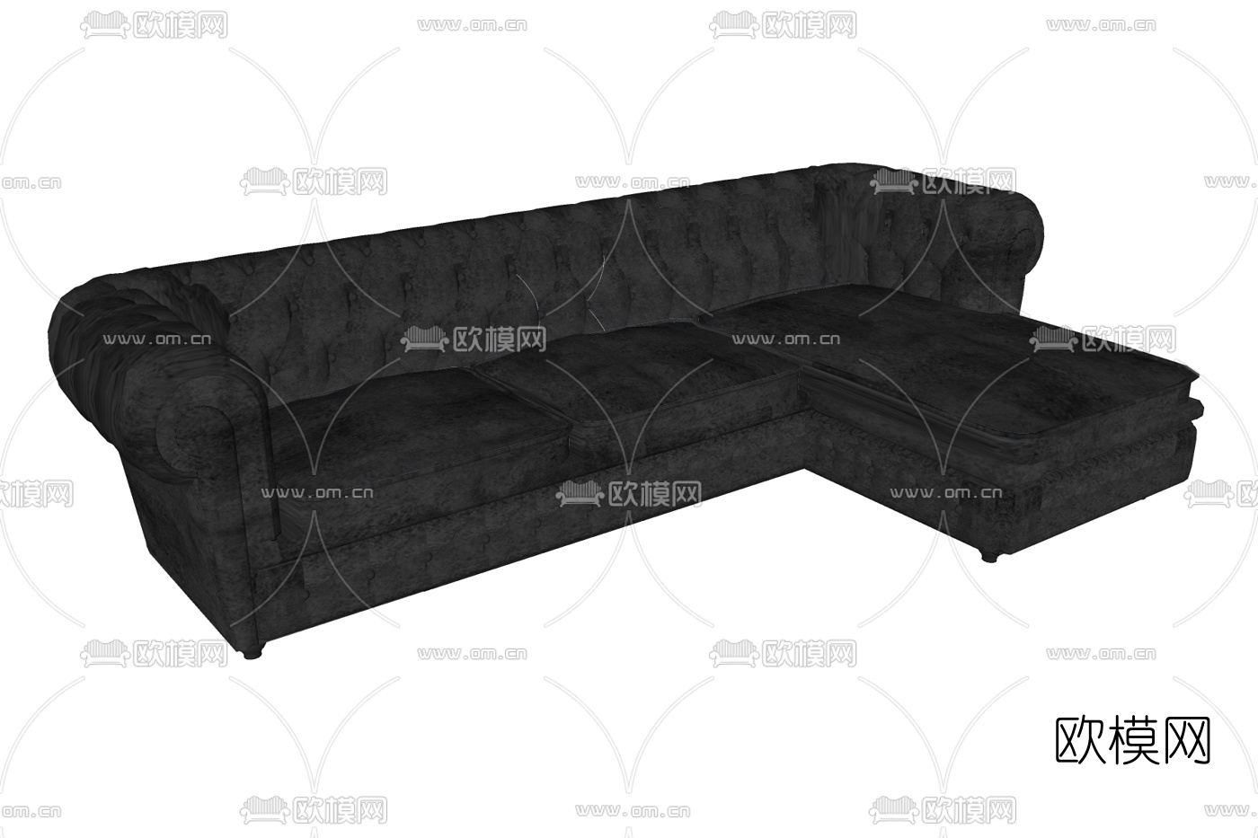 欧式布艺转角多人沙发su模型下载