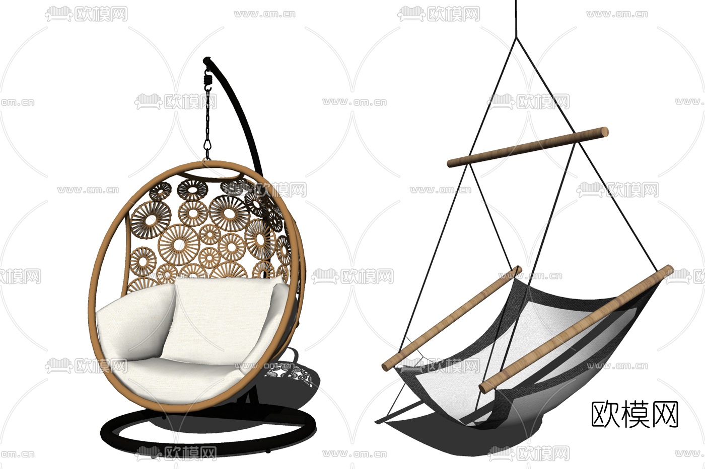 现代布艺吊椅su模型下载