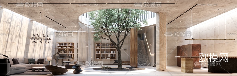 现代地下室休闲厅3d模型下载