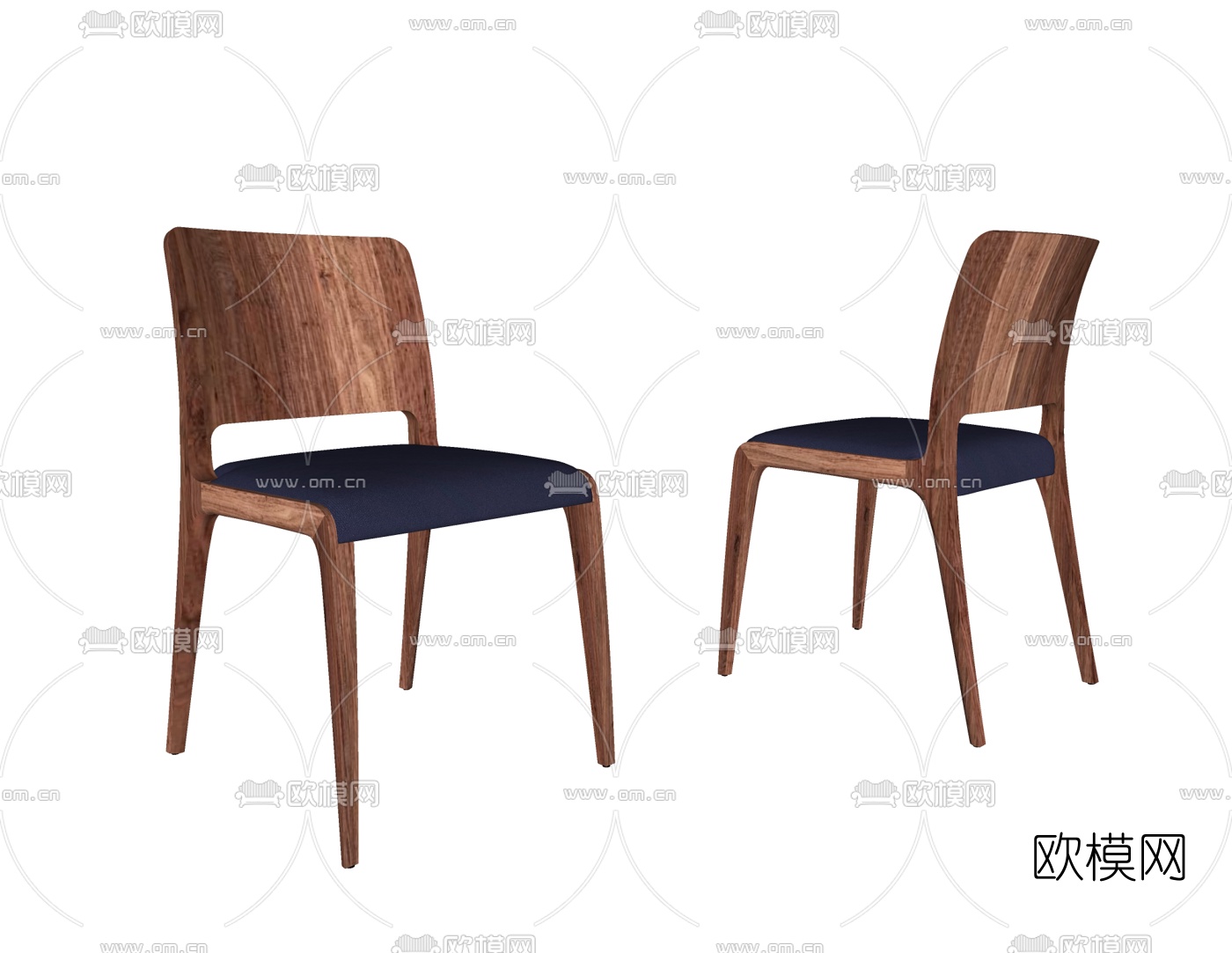 现代实木单椅su模型下载