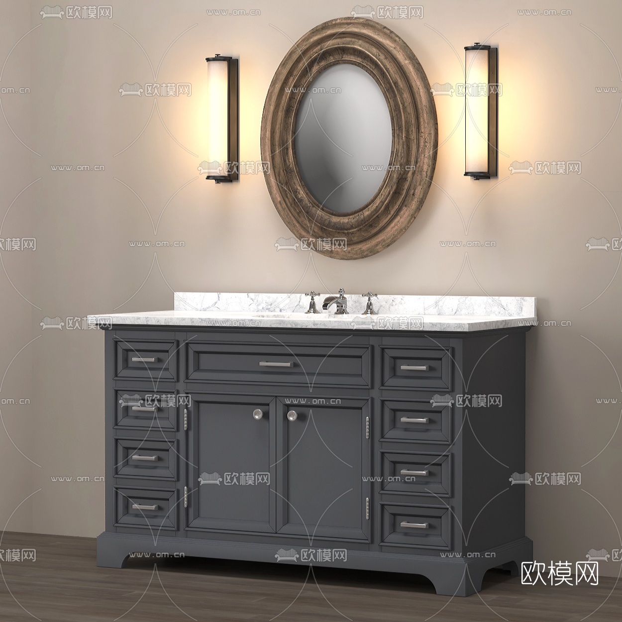 现代洗手台免费3d模型下载（渲染图4）