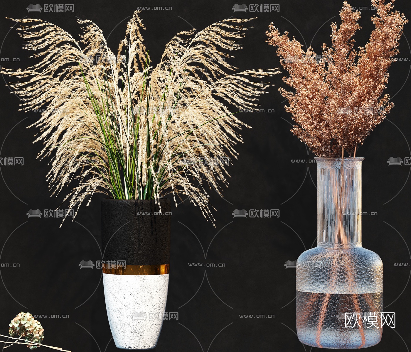 现代干花花瓶插花3d模型