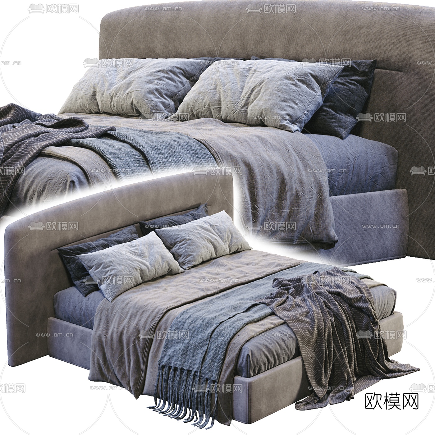 FLEXFORM 布艺双人床3d模型下载（渲染图2）