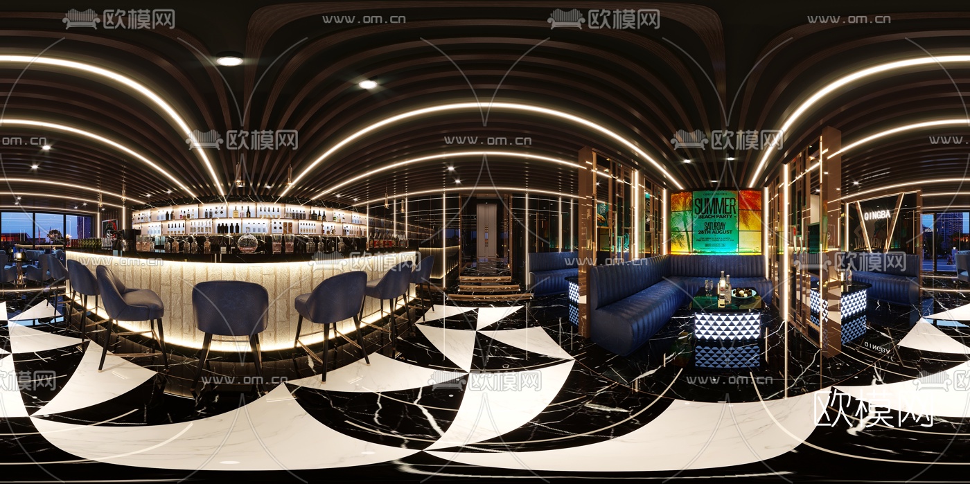 现代酒吧cr全景3d模型