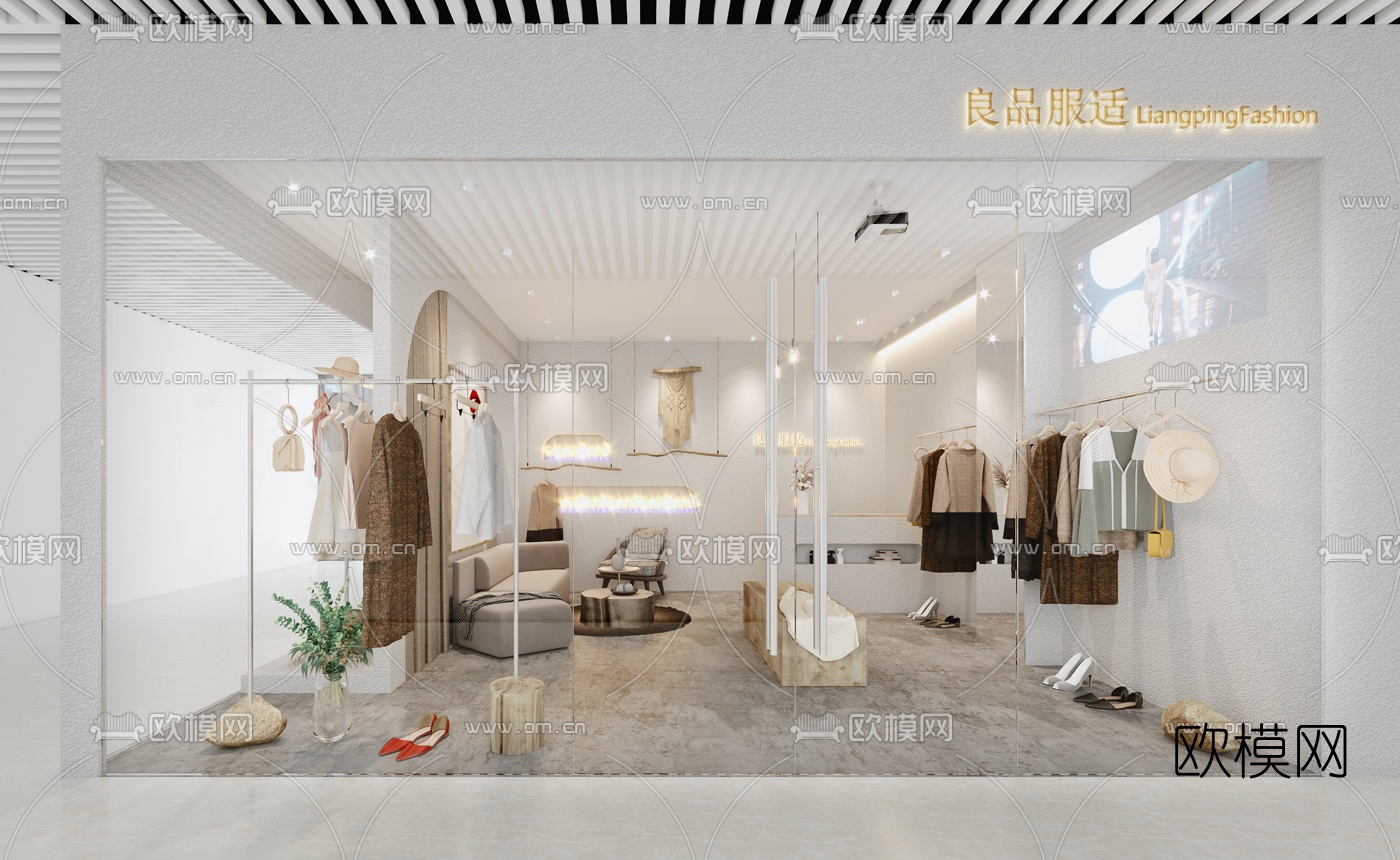 现代服装店女装店3d模型-免费3dmax模型库-欧模网