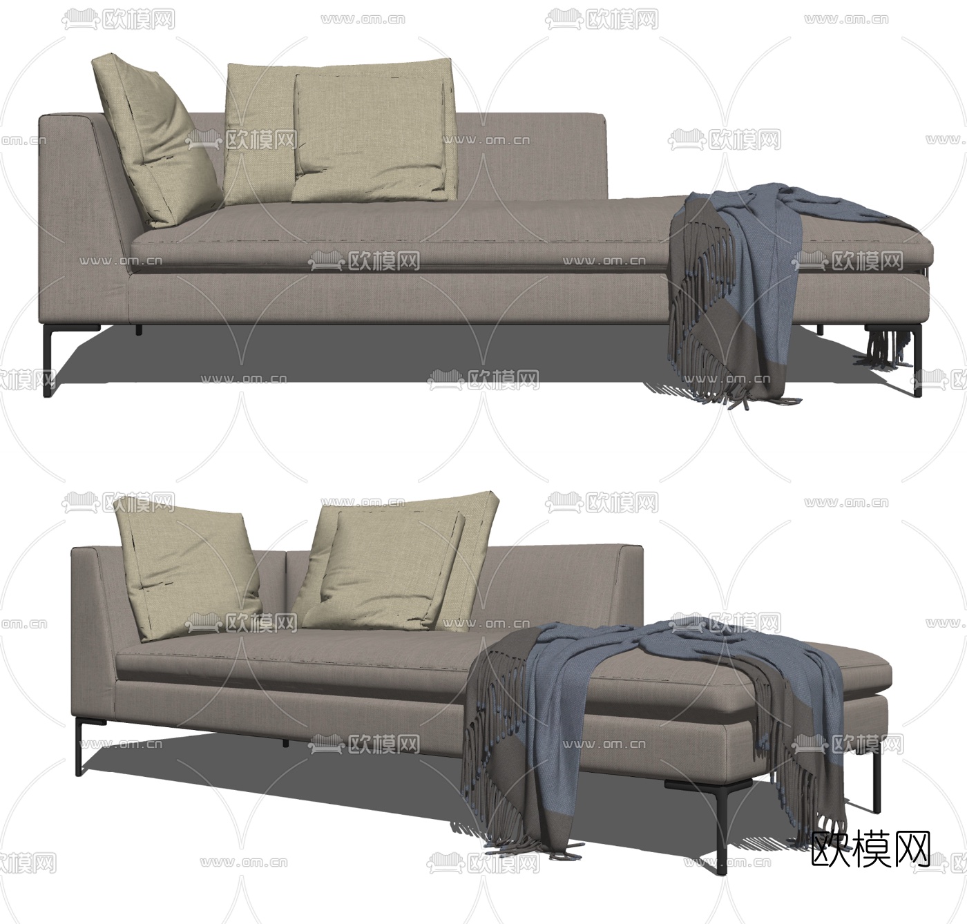 现代布艺贵妃椅su模型