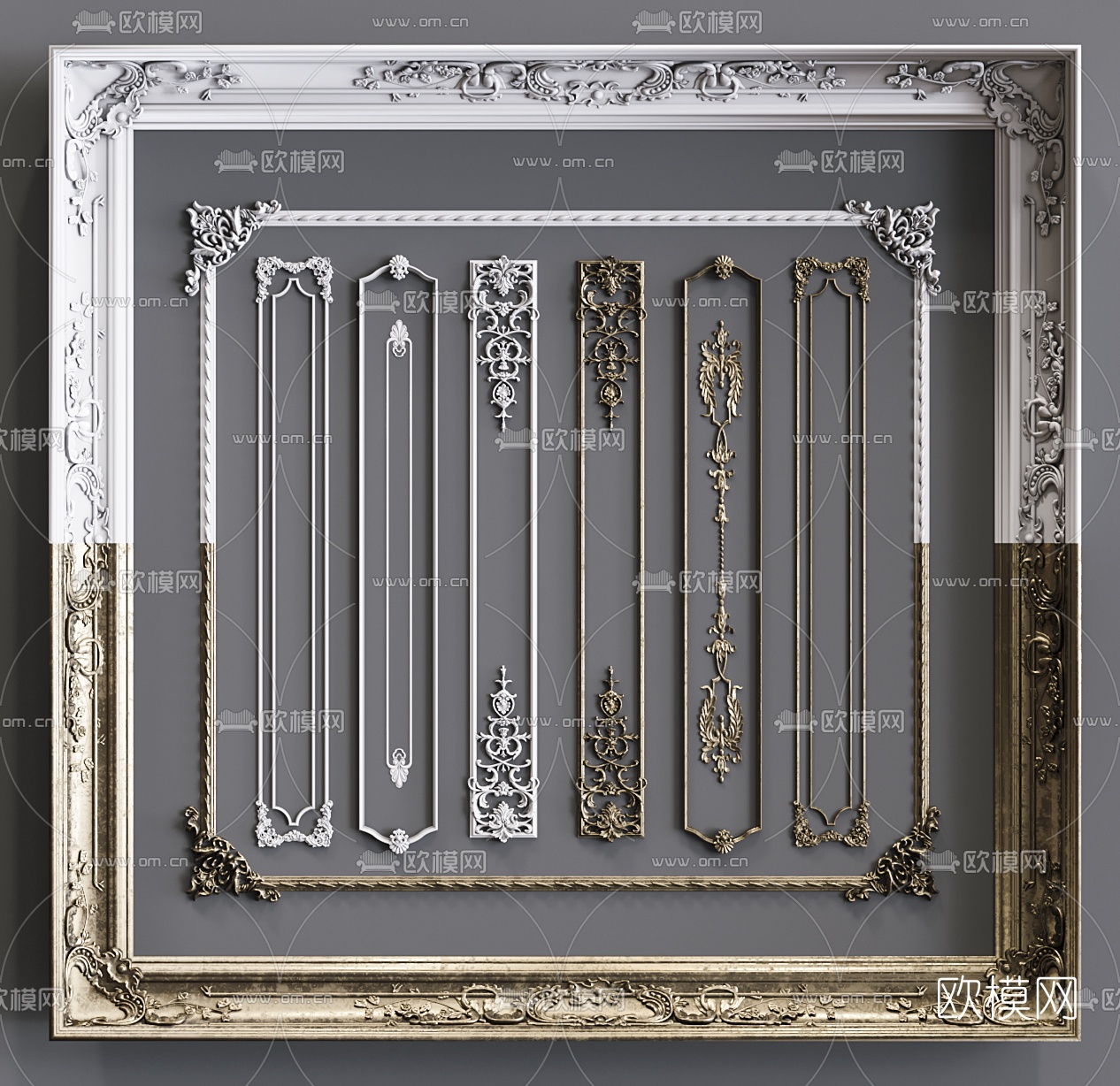 欧式石膏雕花线条3d模型