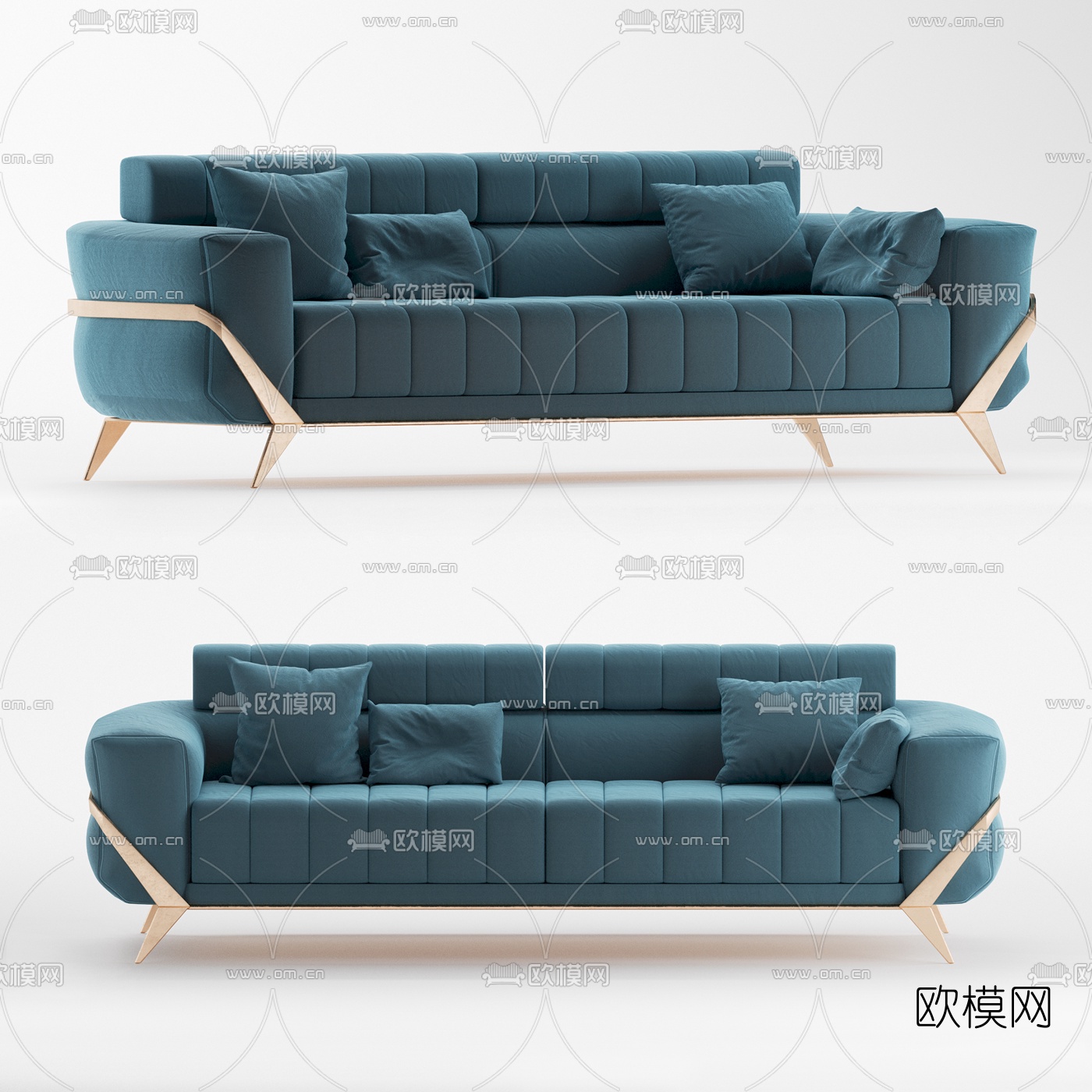 北欧布艺多人沙发3d模型下载（渲染图1）