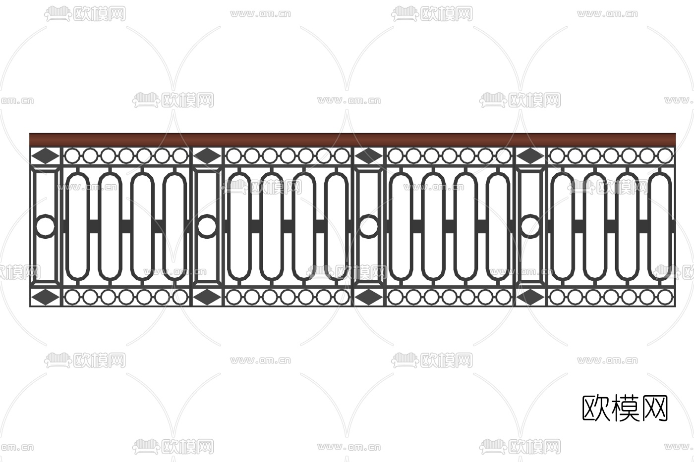 现代金属护栏su模型下载