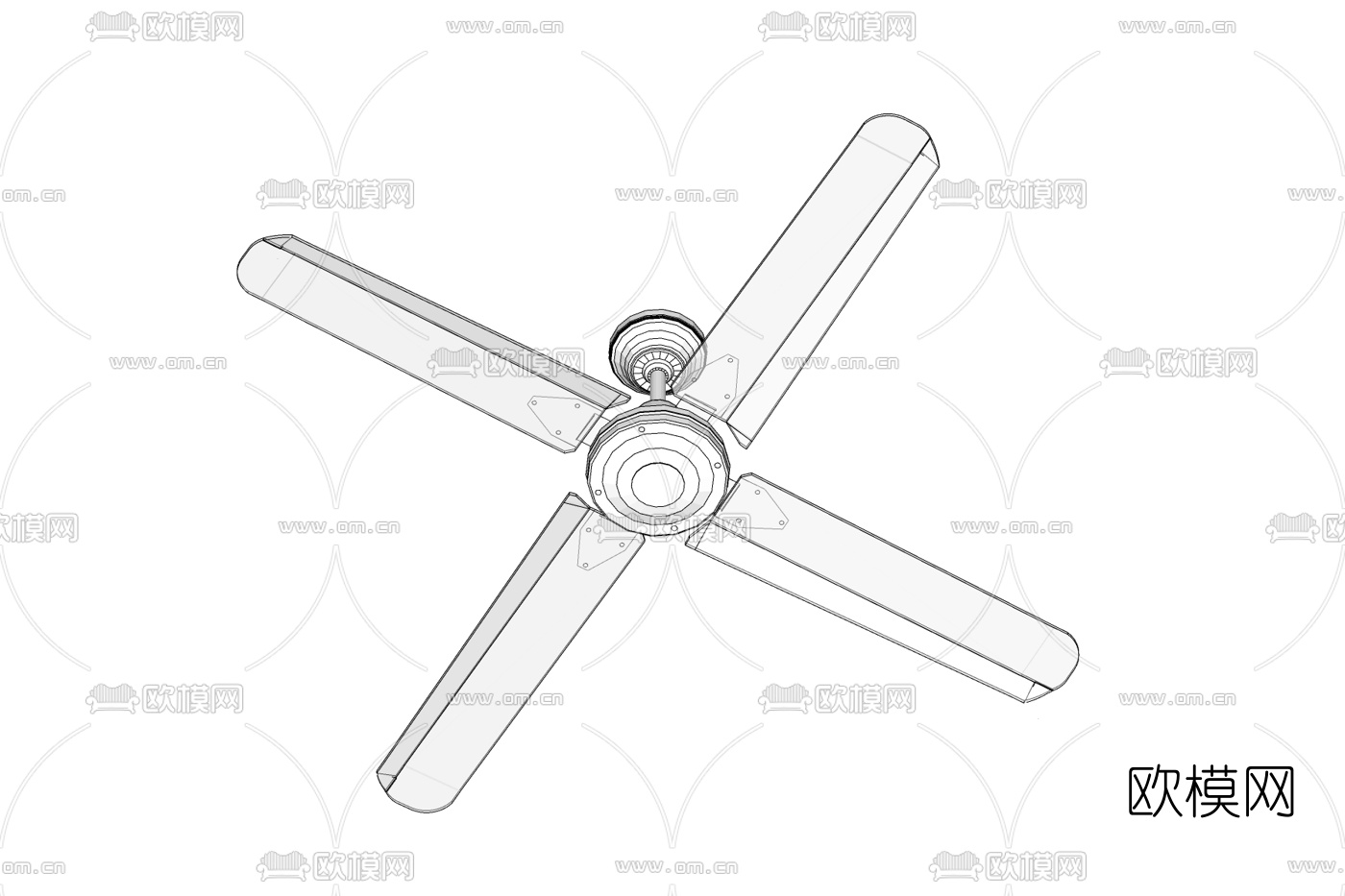 现代金属吊扇免费su模型下载