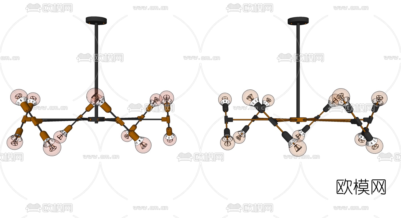 现代灯泡吊灯su模型下载