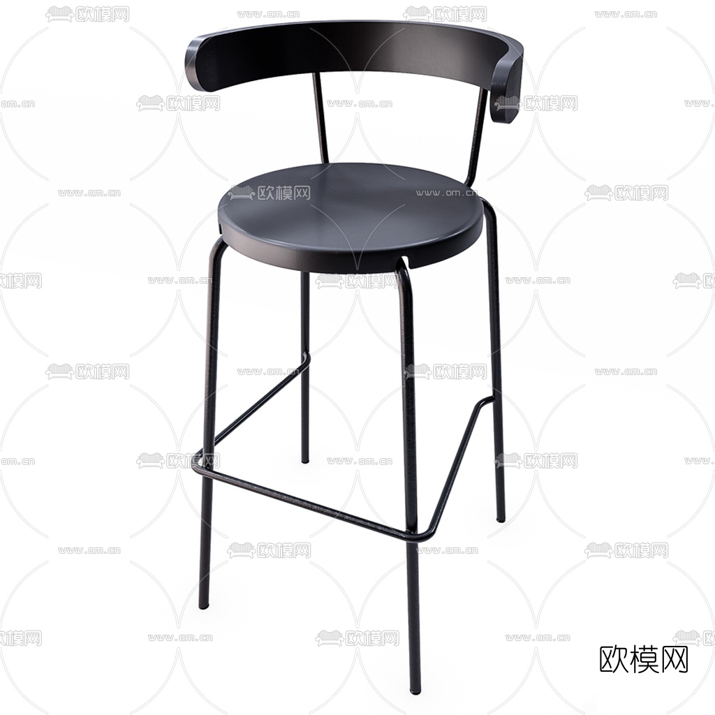 工业风烤漆吧台椅3d模型