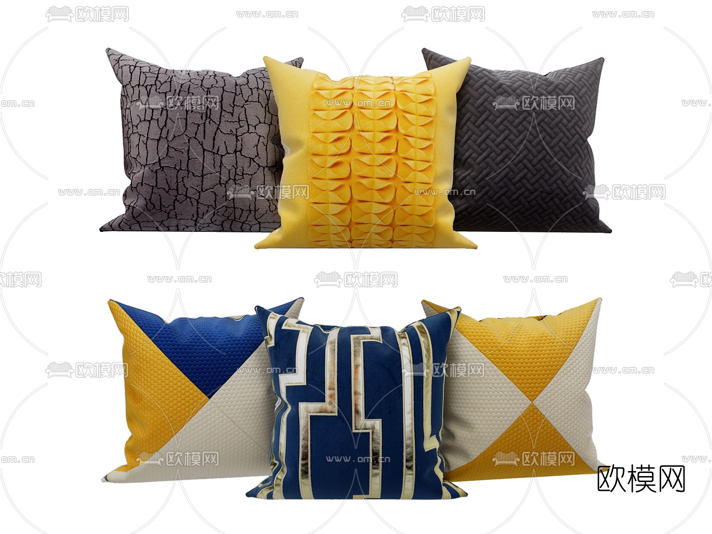 现代布艺抱枕3d模型下载