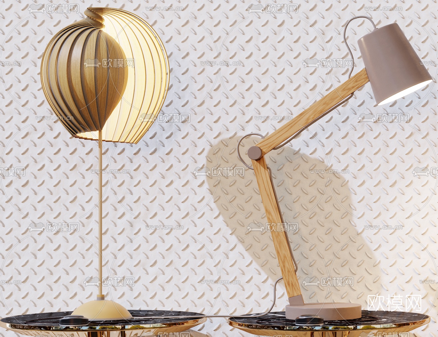 北欧时尚台灯3d模型下载（渲染图2）