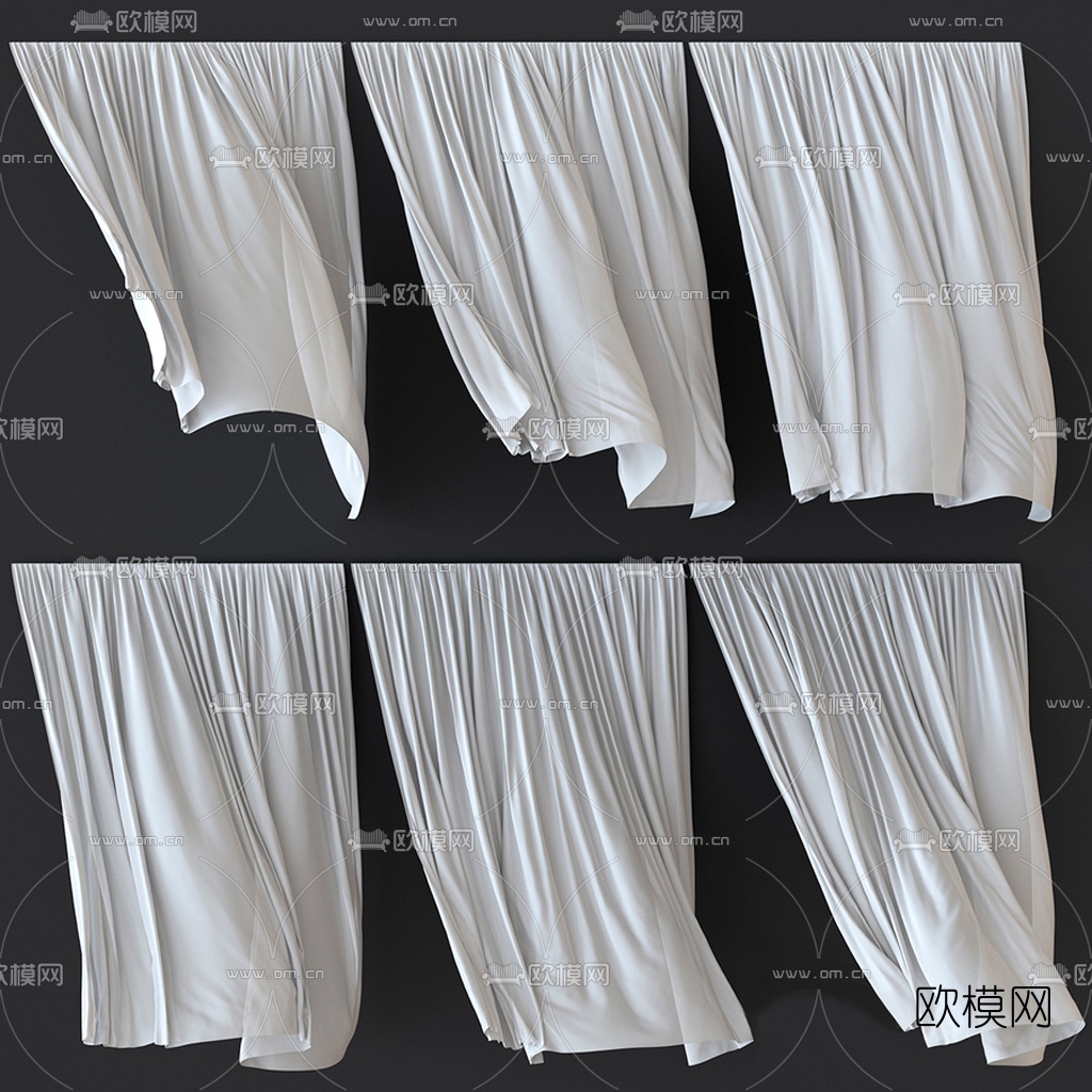 现代布艺窗帘3d模型