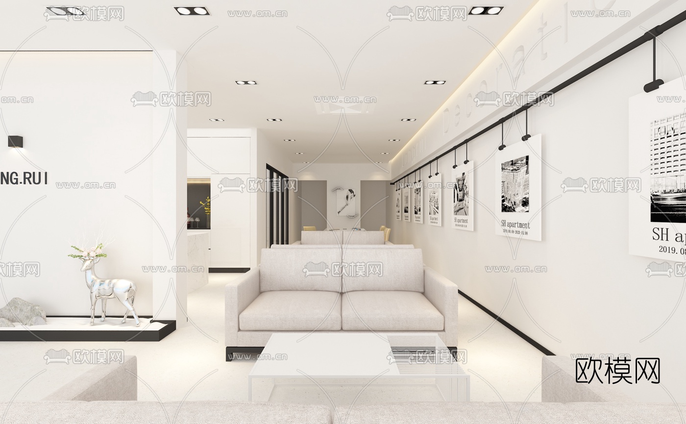 现代办公室免费3d模型下载（渲染图1）