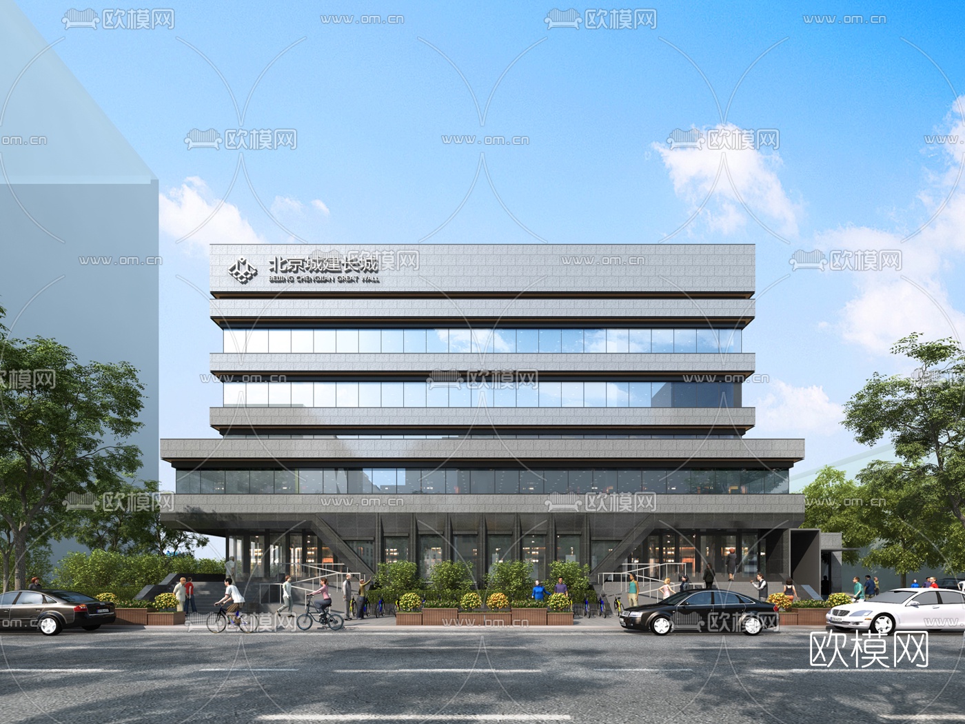 现代办公楼外观3d模型