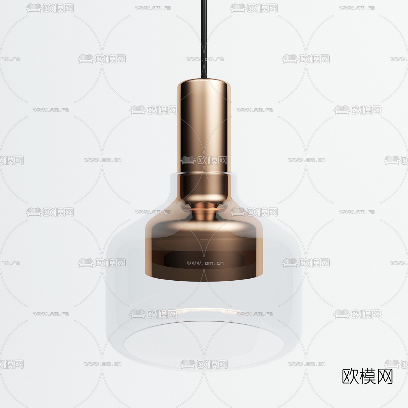 北欧圆形玻璃吊灯3d模型下载（渲染图1）