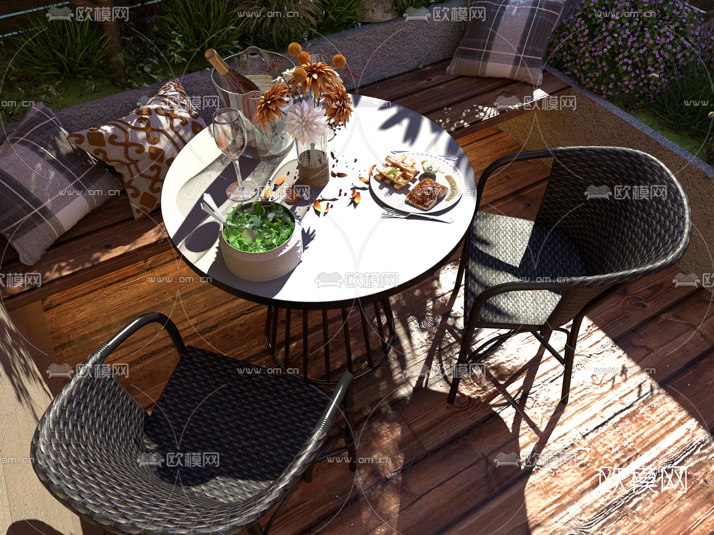 现代休闲露台阳台3d模型下载（渲染图3）