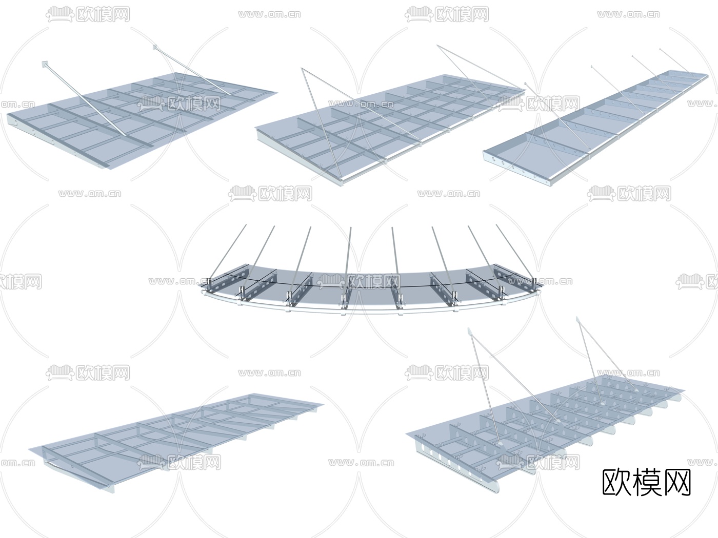 现代玻璃雨棚su模型下载