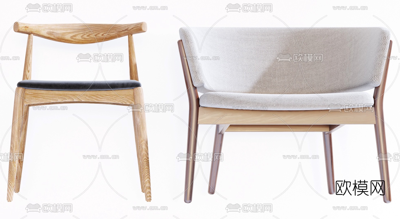 现代布艺休闲椅3d模型下载（渲染图4）