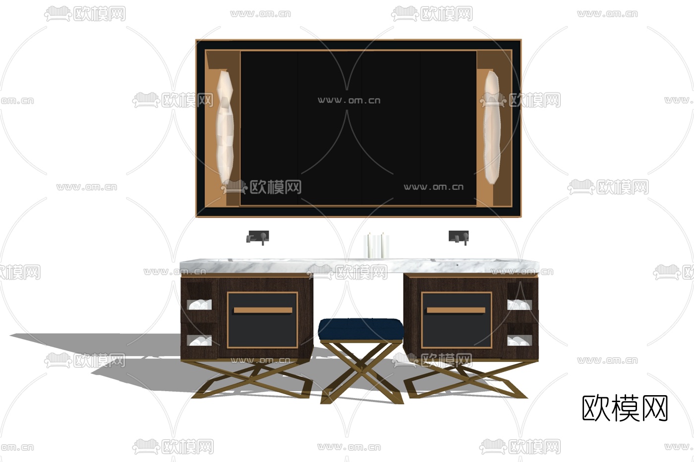 现代轻奢洗手台免费su模型下载