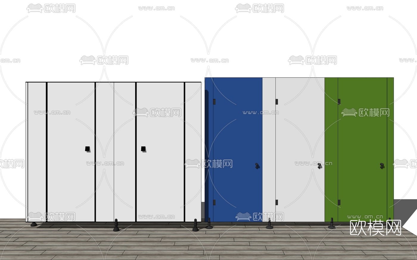 现代公共卫生间隔断门su模型下载
