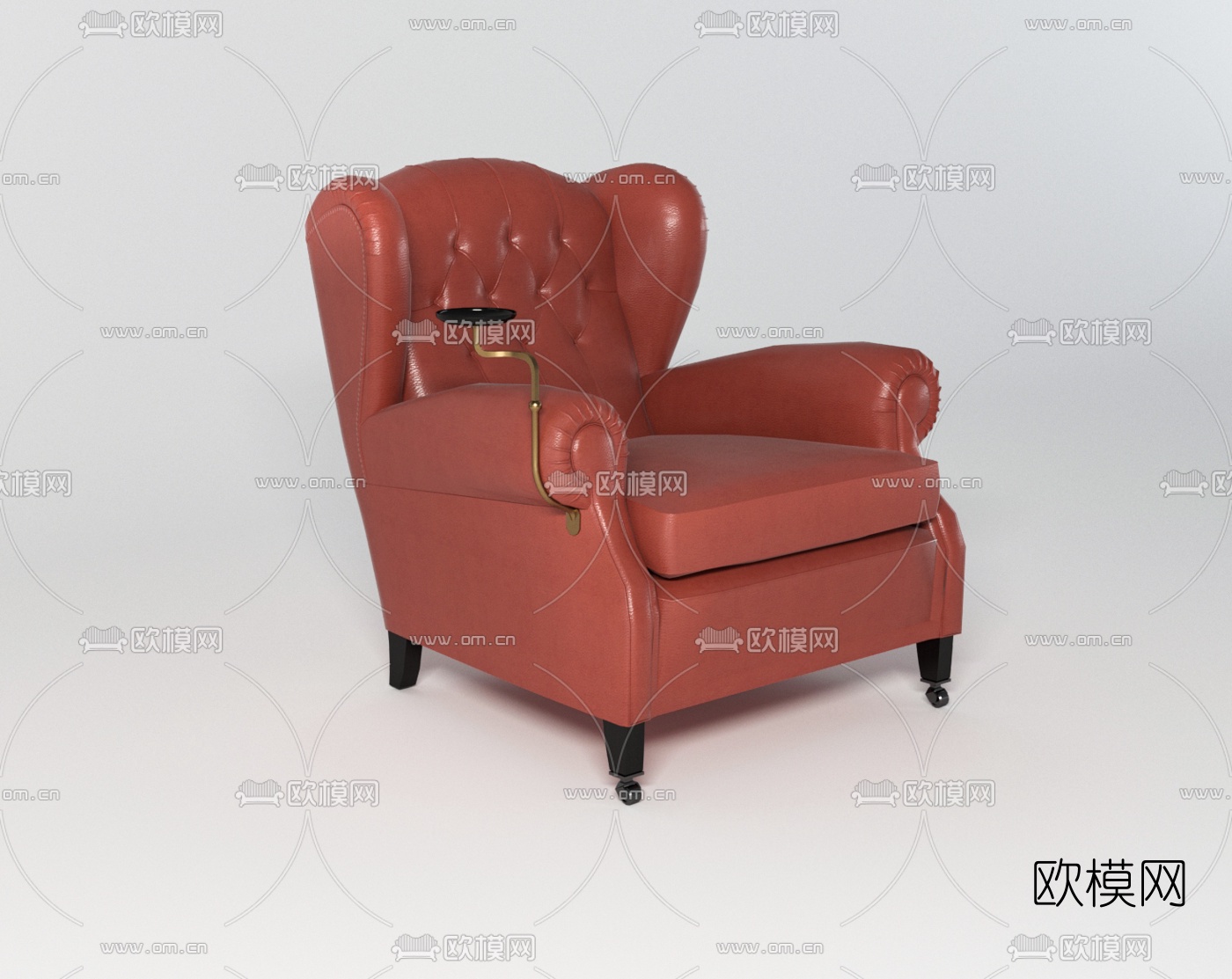 欧式皮革单人沙发免费3d模型下载