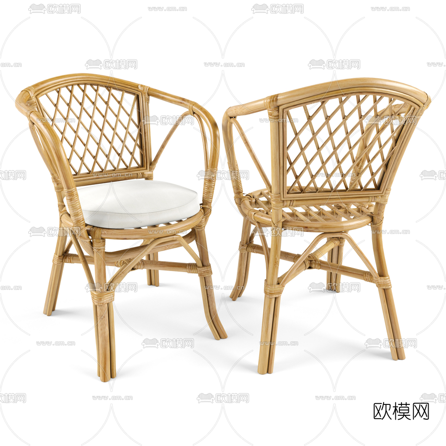 自然风竹编户外椅3d模型下载