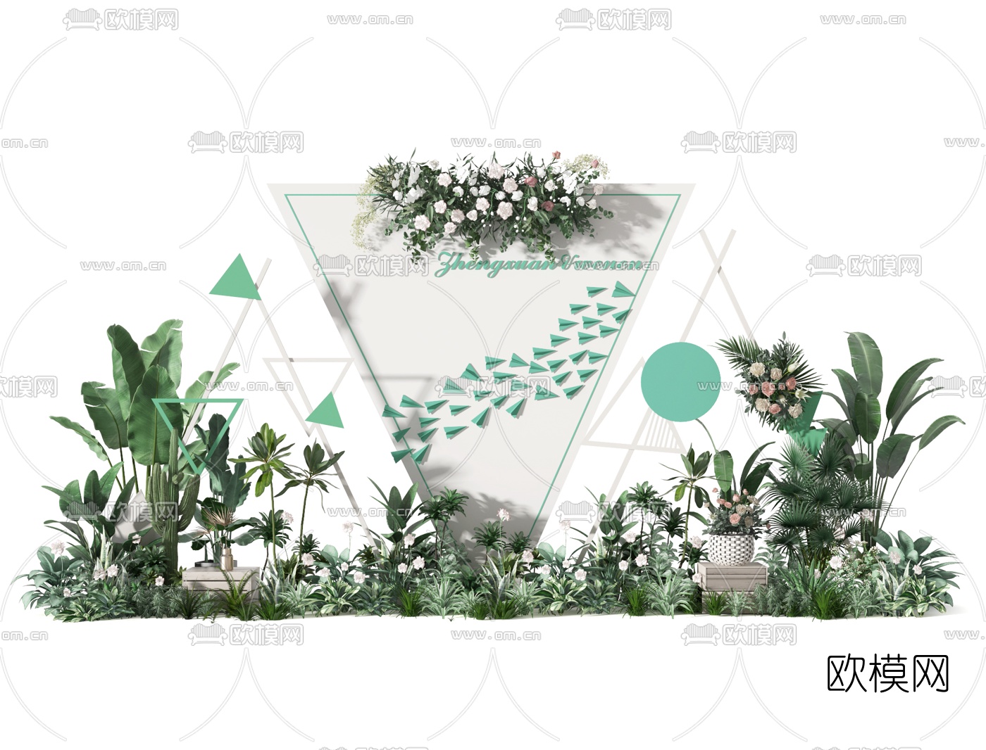 现代植物堆灌木美陈3d模型