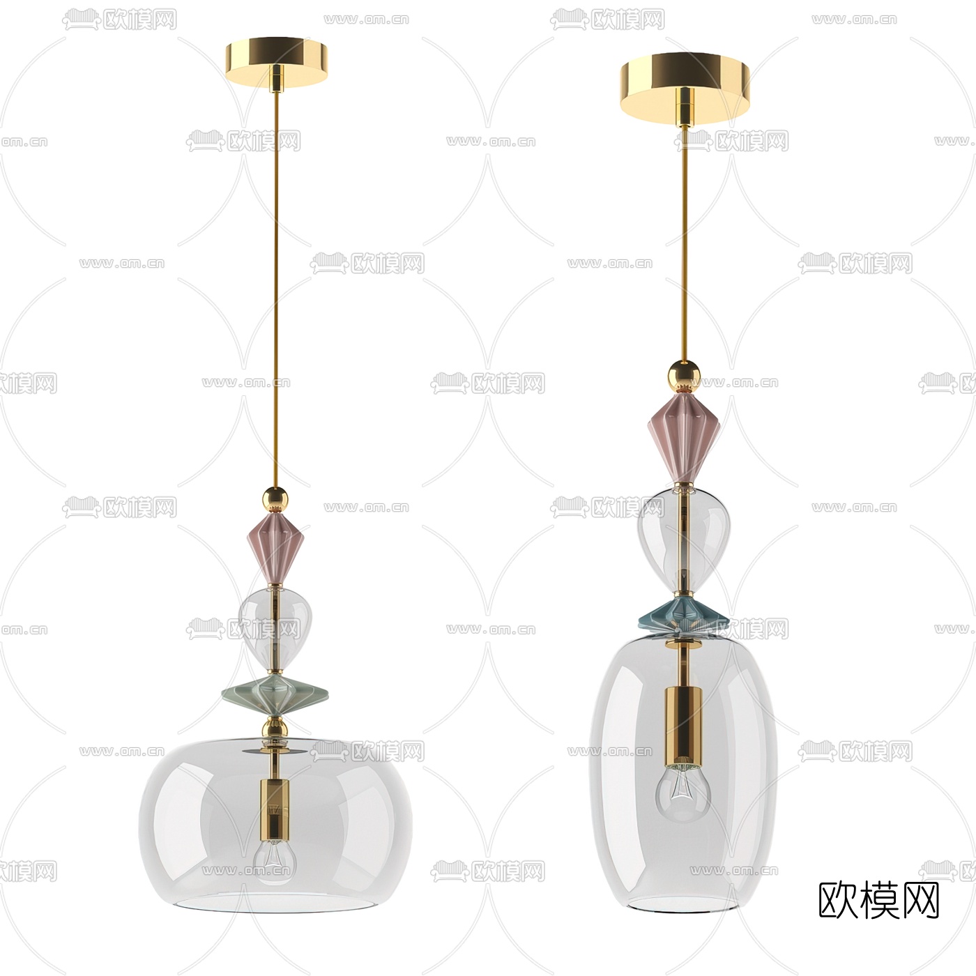 现代玻璃吊灯3d模型