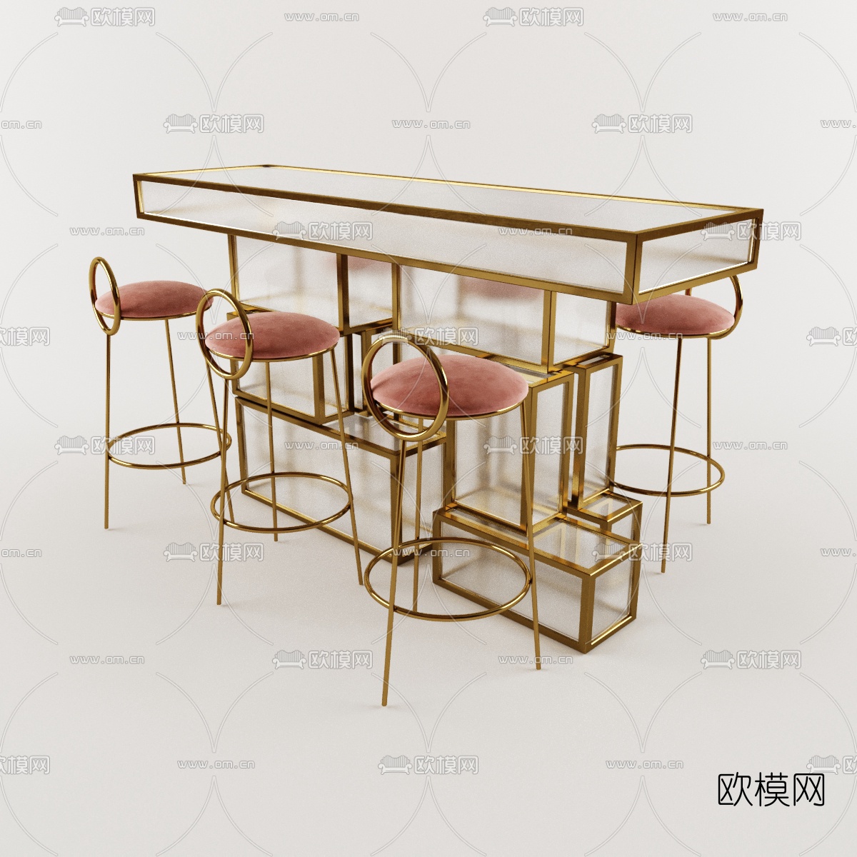 现代金属吧台椅3d模型