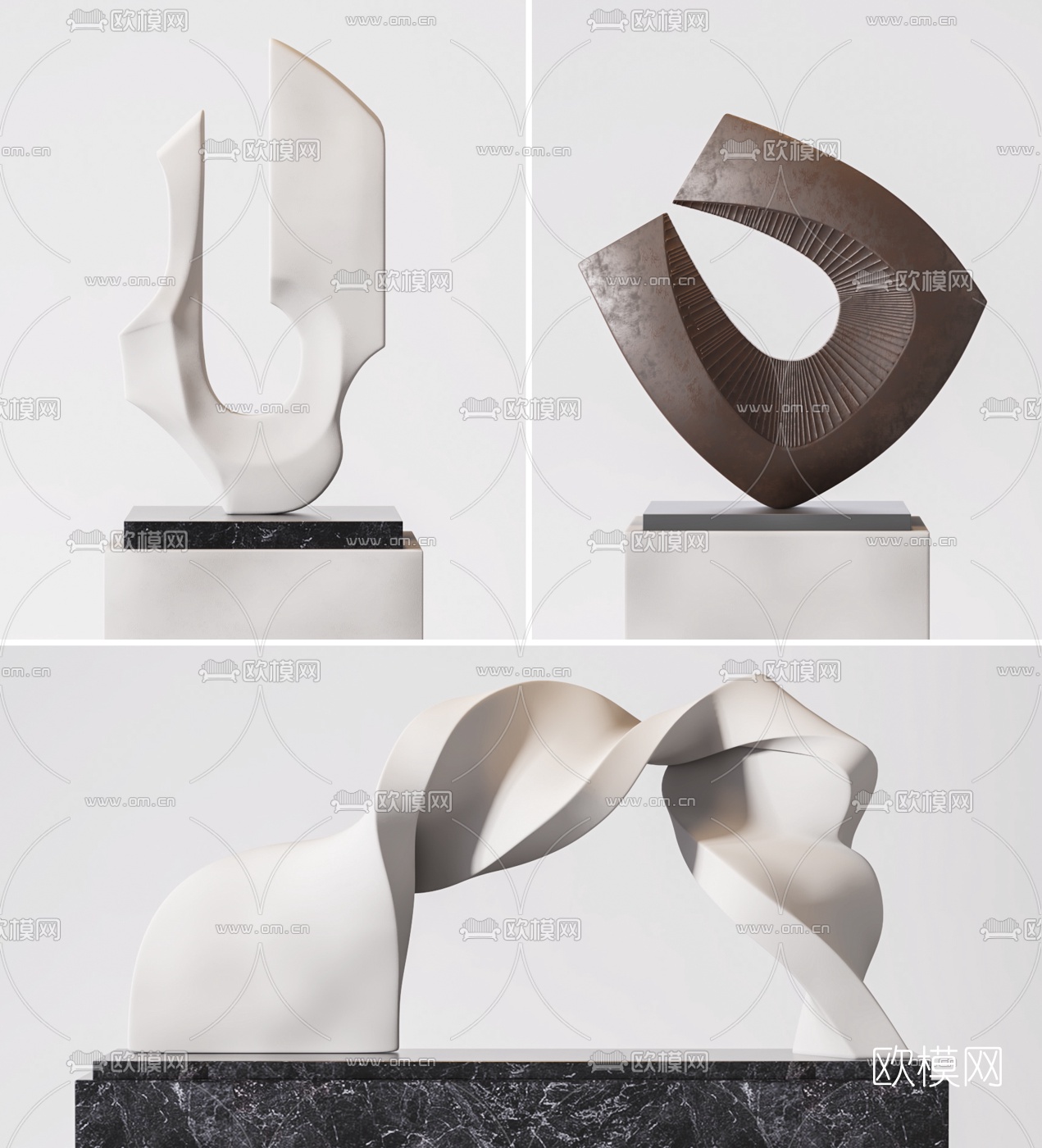 现代艺术抽象雕塑摆件3d模型