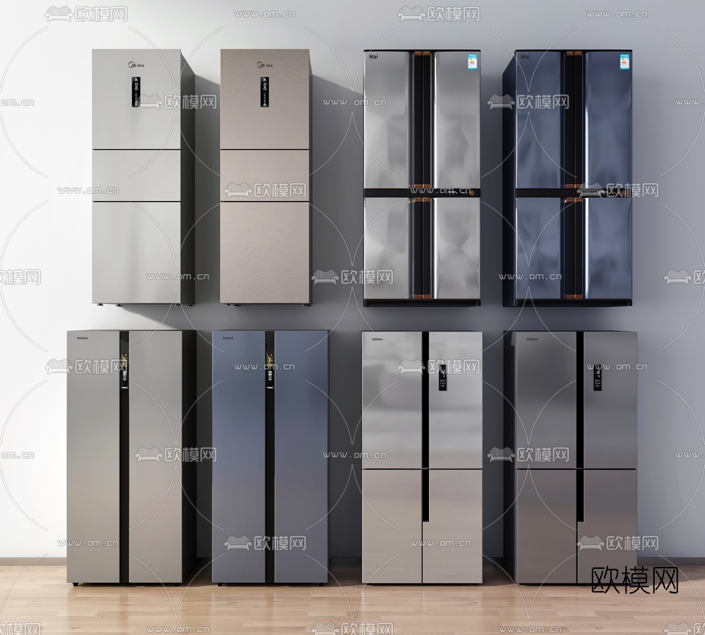 现代智能冰箱su模型下载（渲染图1）