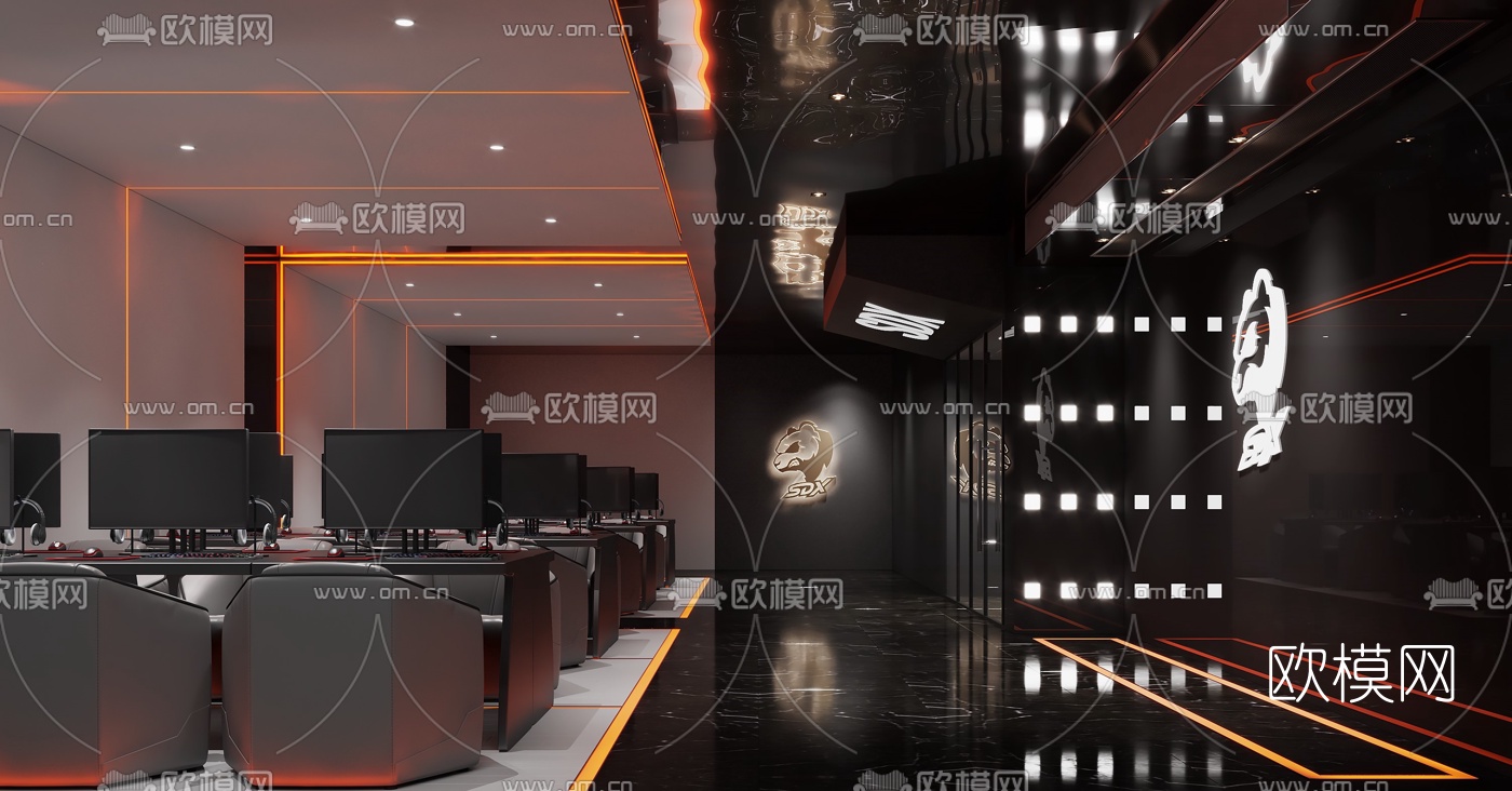 后现代电竞网咖3d模型