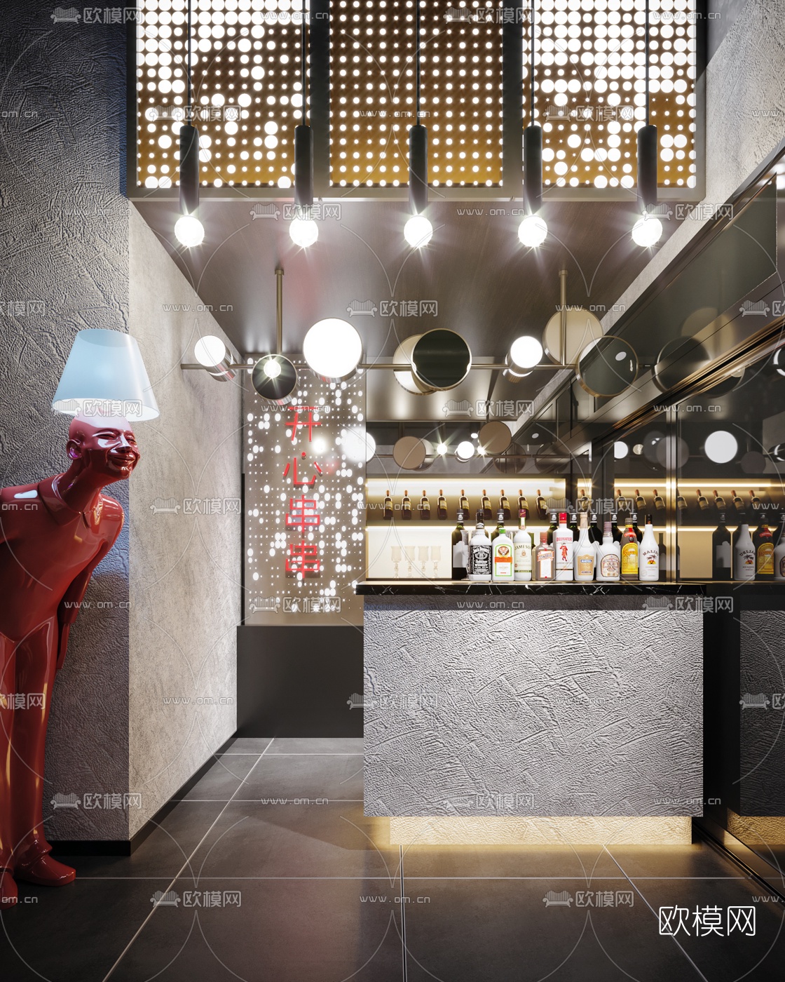 工业风串串火锅店3d模型